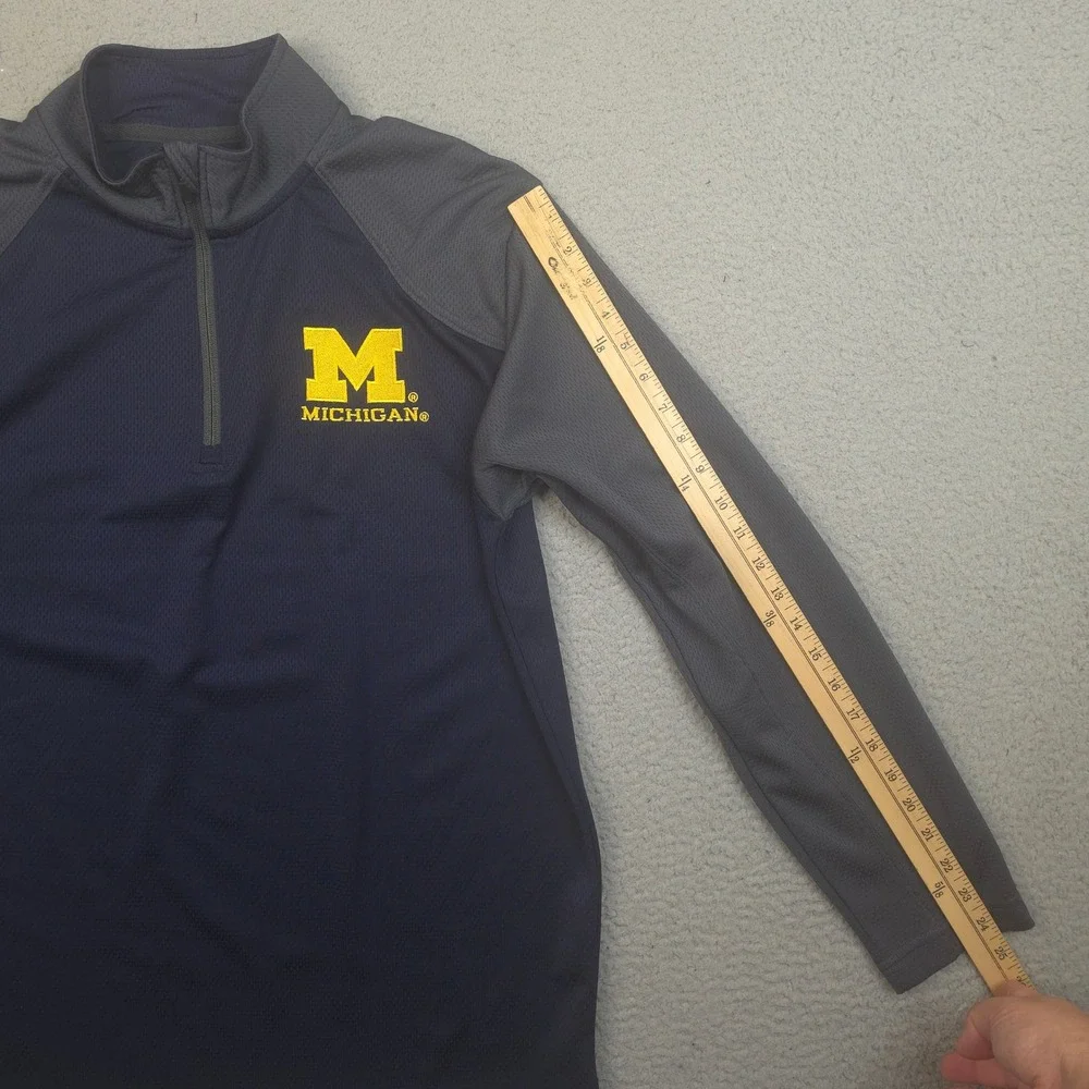 Michigan Wolverines 1/4 Zip Pullover Mens Large Blue Gray Textured Pro Edge